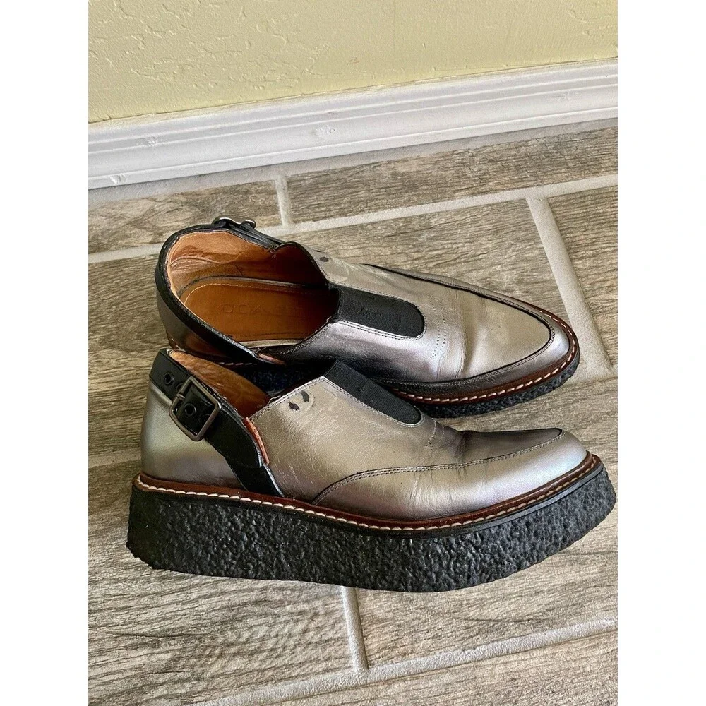 Coach Womens Wedge Boots Point Toe Silver Sz 6.5